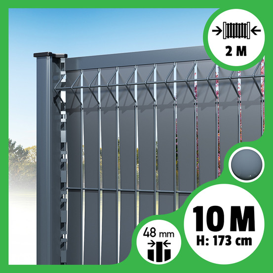 Kit 10m occultation lattes aluminium pour panneau rigide maille 55 - h 1m73 x 2m gris anthracite