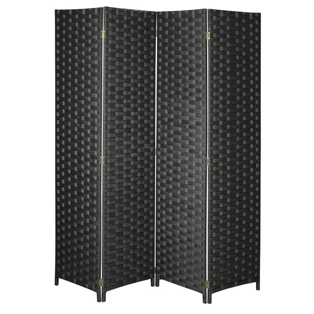 Paravent en nylon noir 4 panneaux