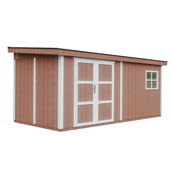 Abri de jardin qualité premium 11,47 m² - h231x248x530 cm - timbela m940-redwood red