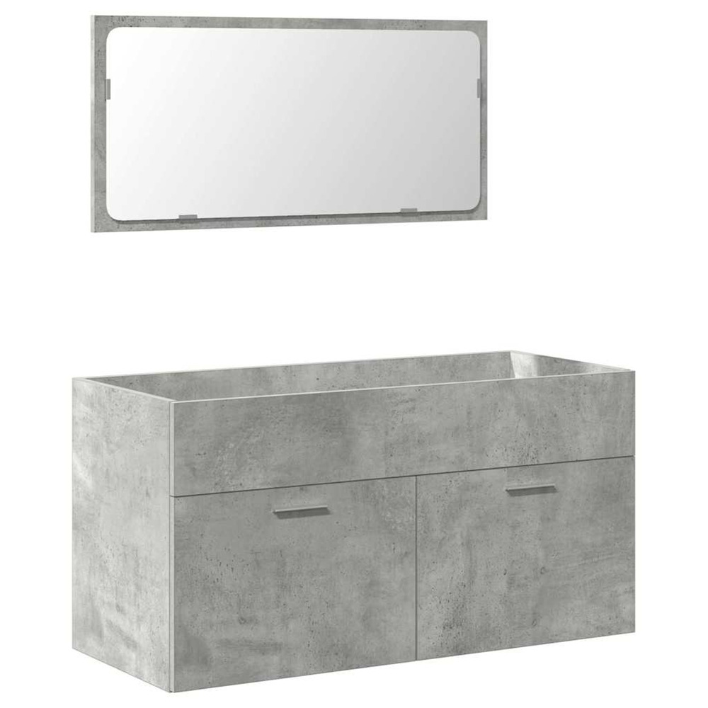 Armoire de bain avec miroir gris béton bois d'ingénierie