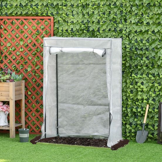 Serre de balcon acier bâche pe armée 100 x 50 x 150 cm blanche porte enroulable - comfortxl outdoor living