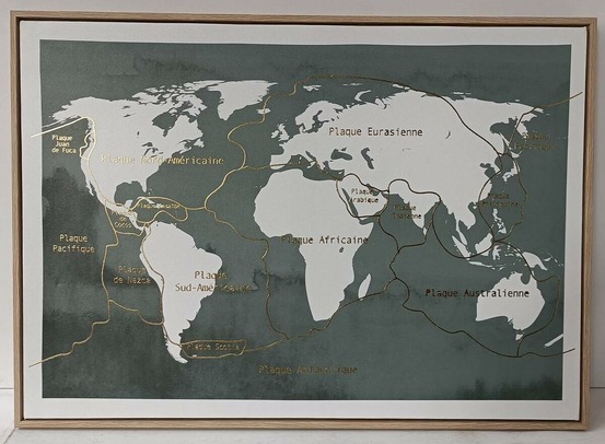 Toile imprimée encadrée fanyo 70x50cm bleu emeraude