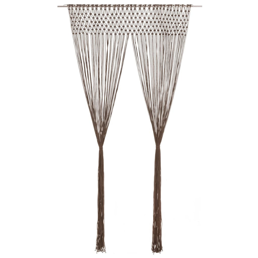 Rideau en macramé taupe 140x240 cm coton