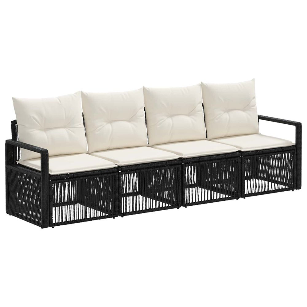 Ensemble de canapé de jardin 4 pc noir polyrotin