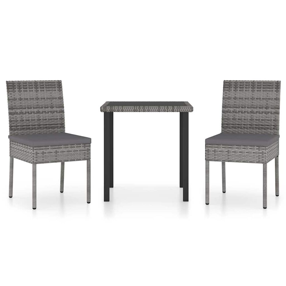 Ensemble à manger de jardin 3 pcs résine tressée gris