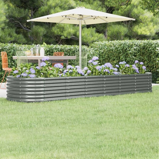 Lit surélevé de jardin acier galvanisé 296x80x36 cm gris