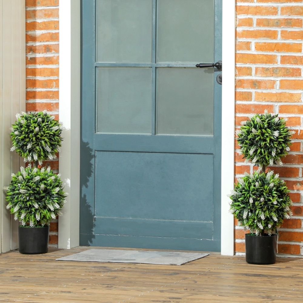 Lot 2 lavandes artificielles pot lesté déco intérieur extérieur anti-uv h70cm blanc