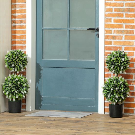 Lot 2 lavandes artificielles pot lesté déco intérieur extérieur anti-uv h70cm blanc