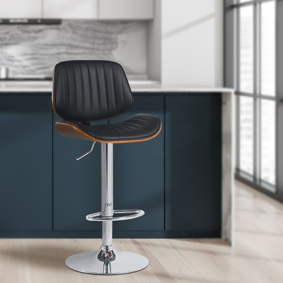 Tabouret de bar clawson simili cuir chromé