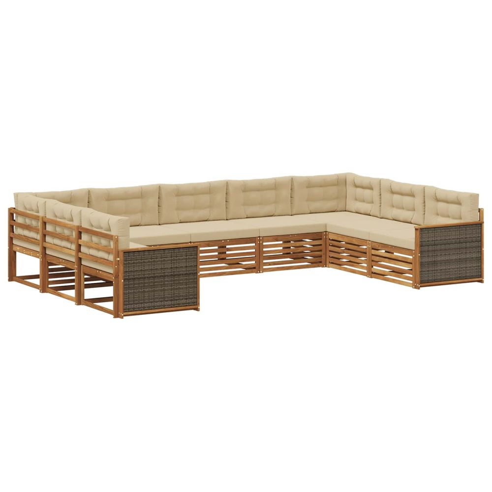 Ensemble de canapés d'extérieur 9 pc naturel et beige