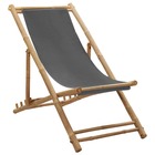 Chaise de terrasse bambou et toile gris foncé