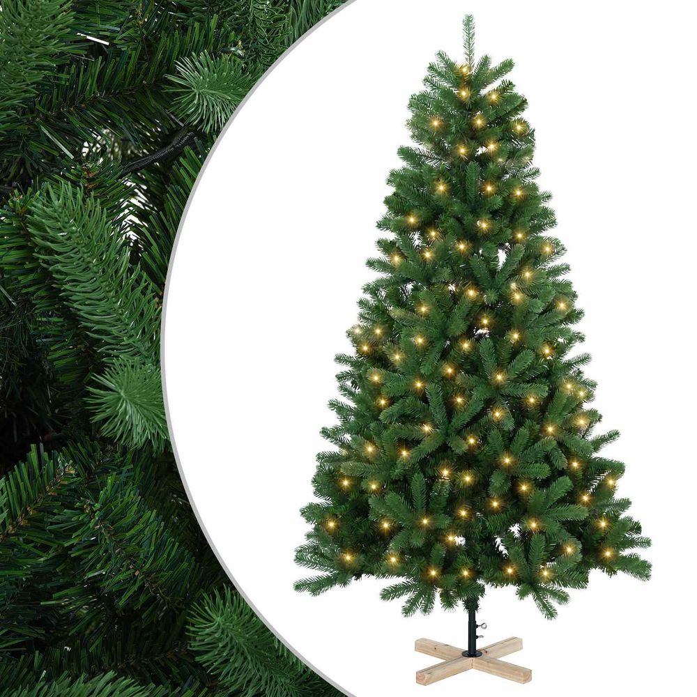 Sapin de noël artificiel 150 cm 150 led blanc chaud pvc vert