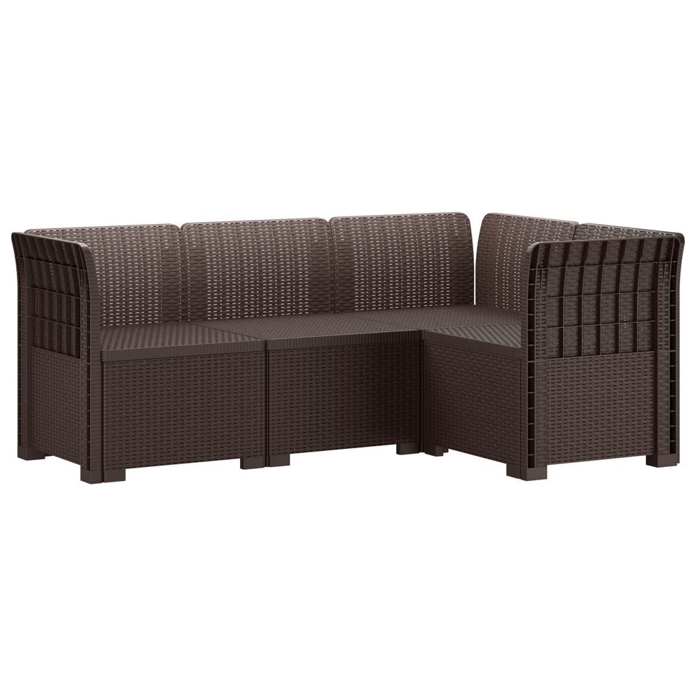 Canapé de jardin 4 places aspect rotin pp marron