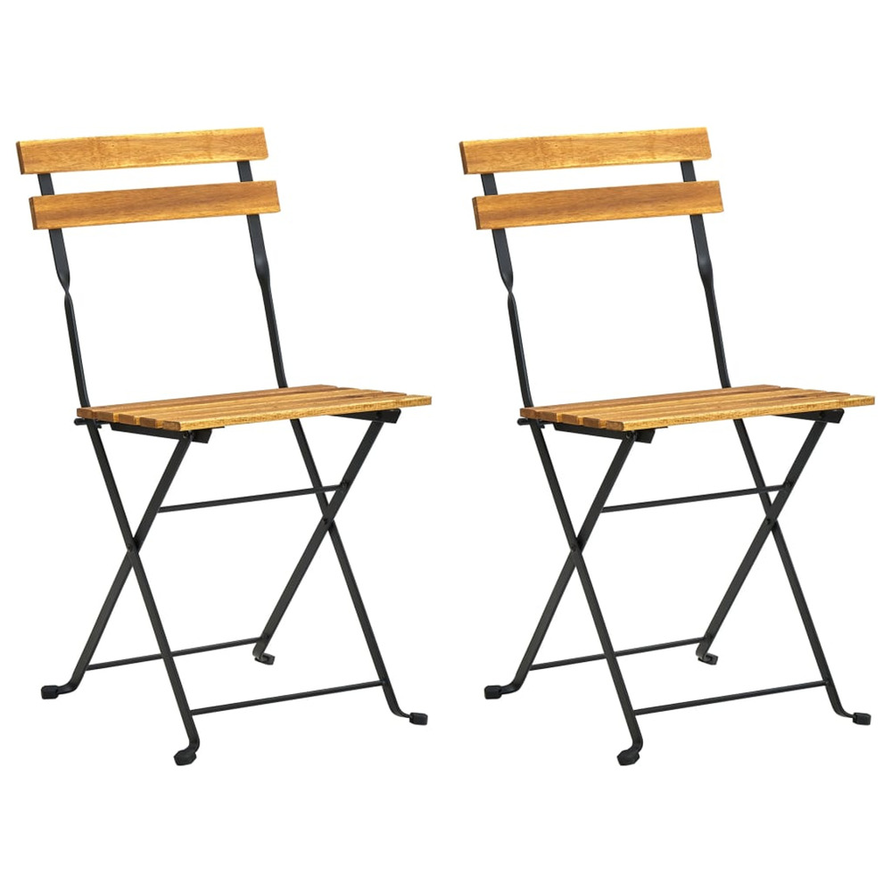 Chaises pliables de jardin lot de 2 acier et bois acacia solide