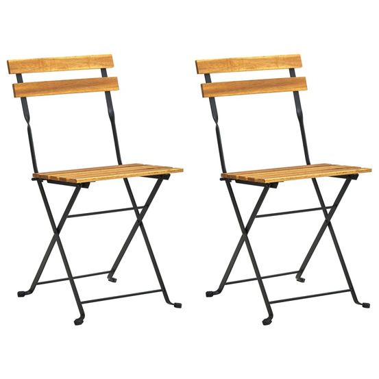 Chaises pliables de jardin lot de 2 acier et bois acacia solide