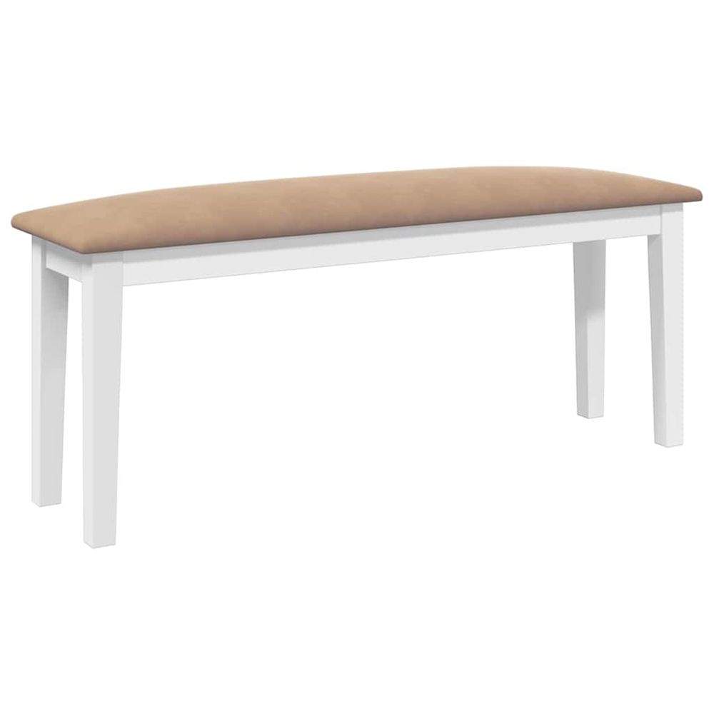 Banc 110 cm blanc bois massif caoutchouc