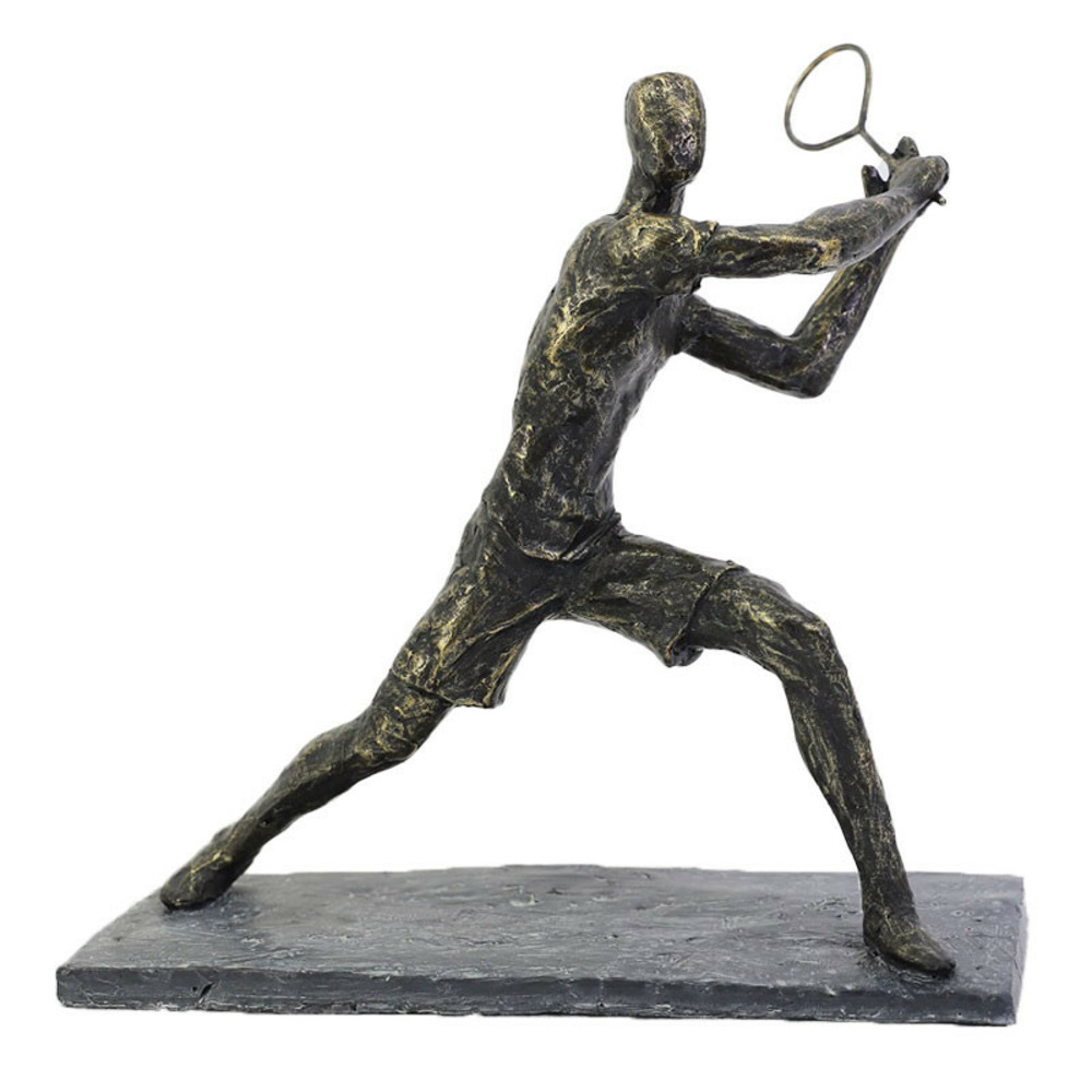 Joueur de tennis revers en résine sur base 28x18x26cm