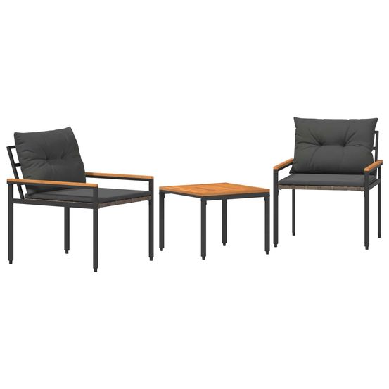 Ensemble de meubles d'extérieur 3 pc gris foncé polyrotin