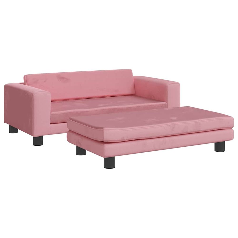 Lit pour chien avec extension rose 100x50x30 cm velours