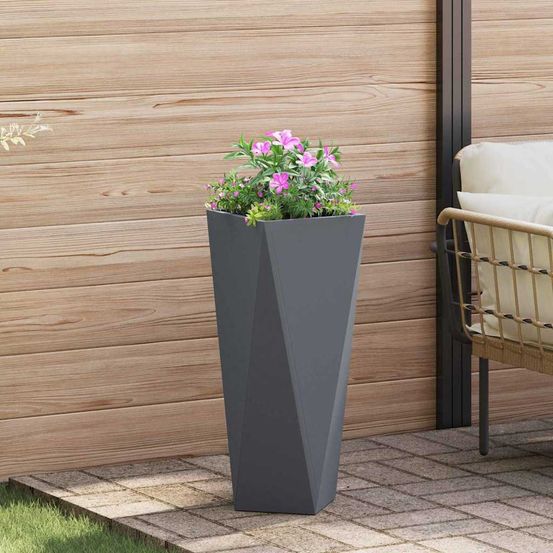 Jardinière haute en acier pour extérieur jardin anthracite 75 cm
