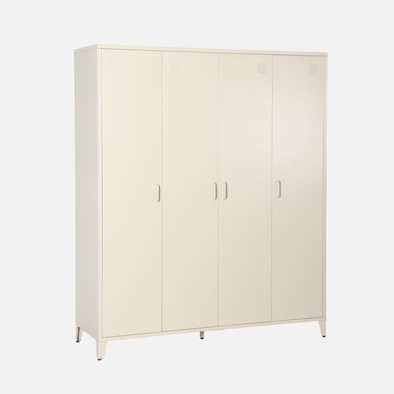 Armoire chambre dressing industriel métal 4 portes, 10 étagères, 1 penderie
