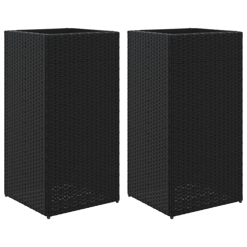Jardinière d'extérieurs 2 pcs noir 40x40x80 cm résine tressée