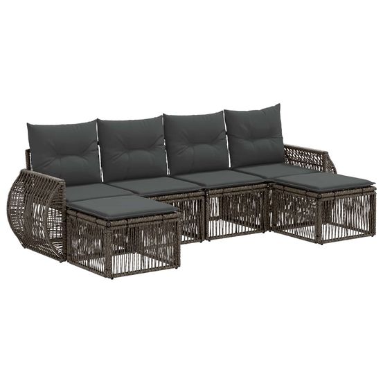 Ensemble de canapé de jardin 6 pc gris et gris foncé polyrotin