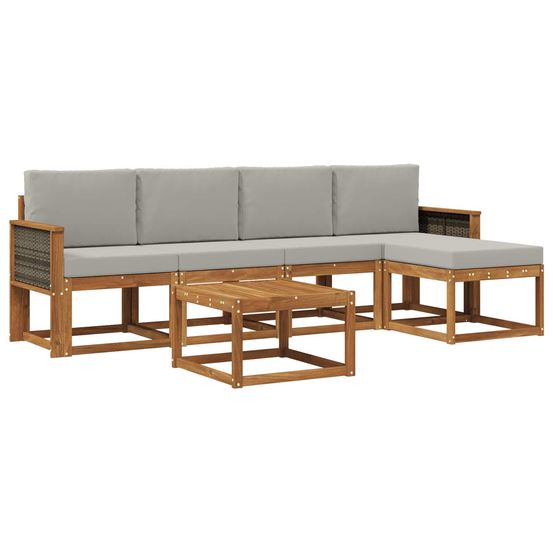 Ensemble de canapés d'extérieur 6 pc naturel et gris clair
