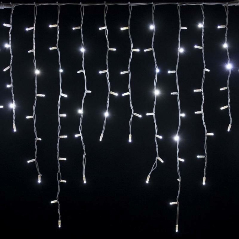 Guirlande stalactite 3m h 90cm 228 led blanc froid câble blanc 230v ip67 lotti