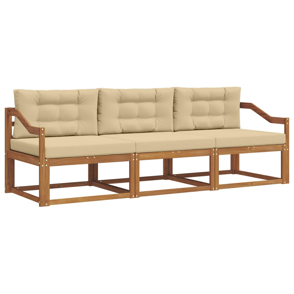 Ensemble de canapés d'extérieur 3 pcs naturel et beige