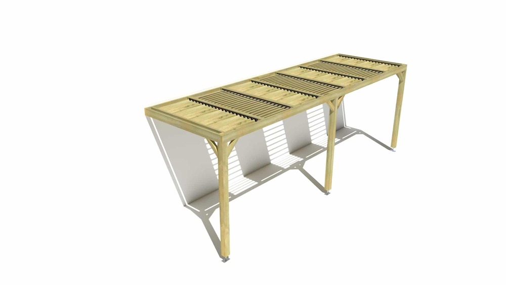 Pergola bois • 7m x 2m • adossée • sens profondeur • lames orientables bioclimatiques incluses • livraison comprise
