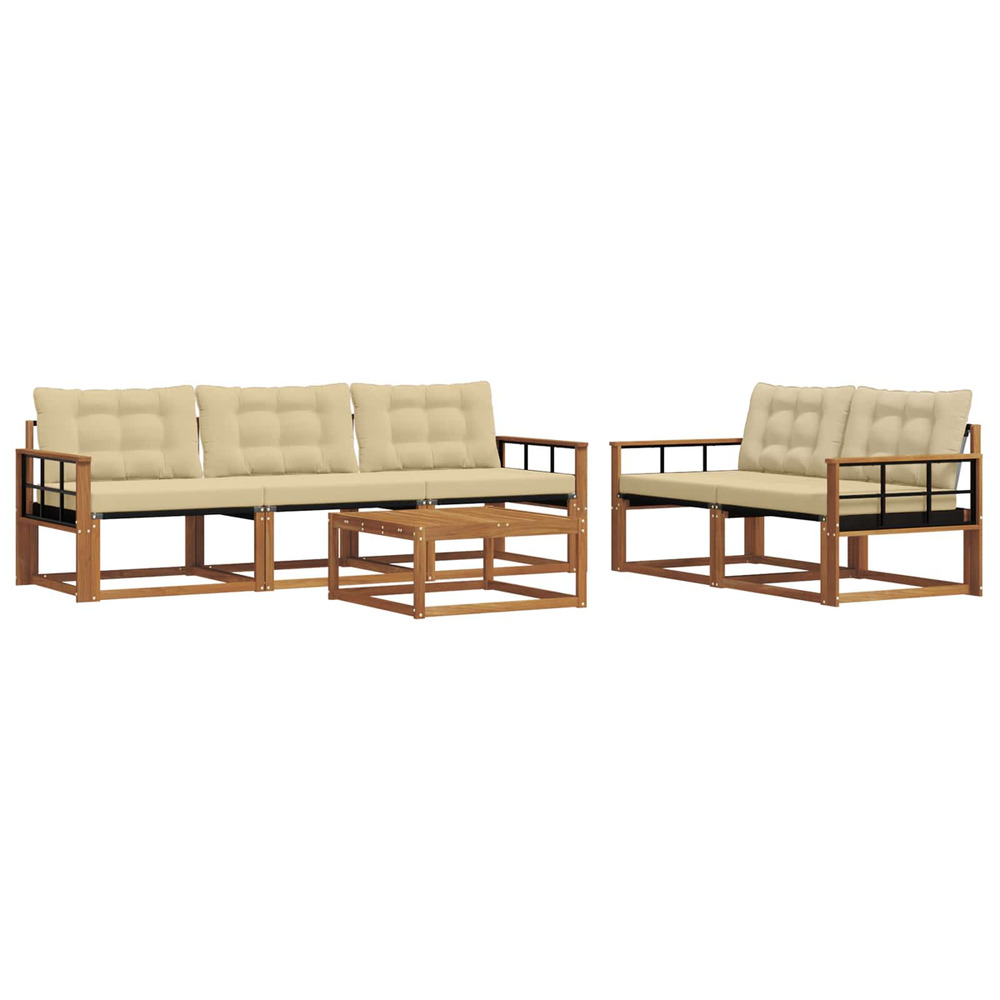 Ensemble de canapés d'extérieur 6 pcs naturel et beige