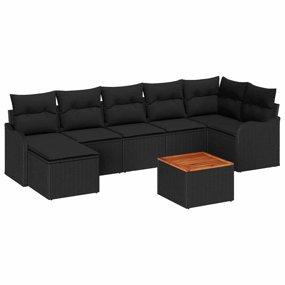 Ensemble de canapé de jardin 8 pc noir polyrotin
