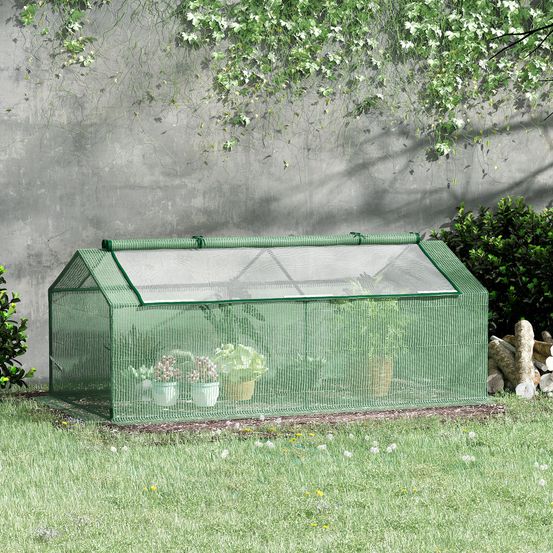 Mini serre jardin acier et bâche pe 180 x 90 x 70 cm verte balcon potager protection plantes - comfortxl outdoor living