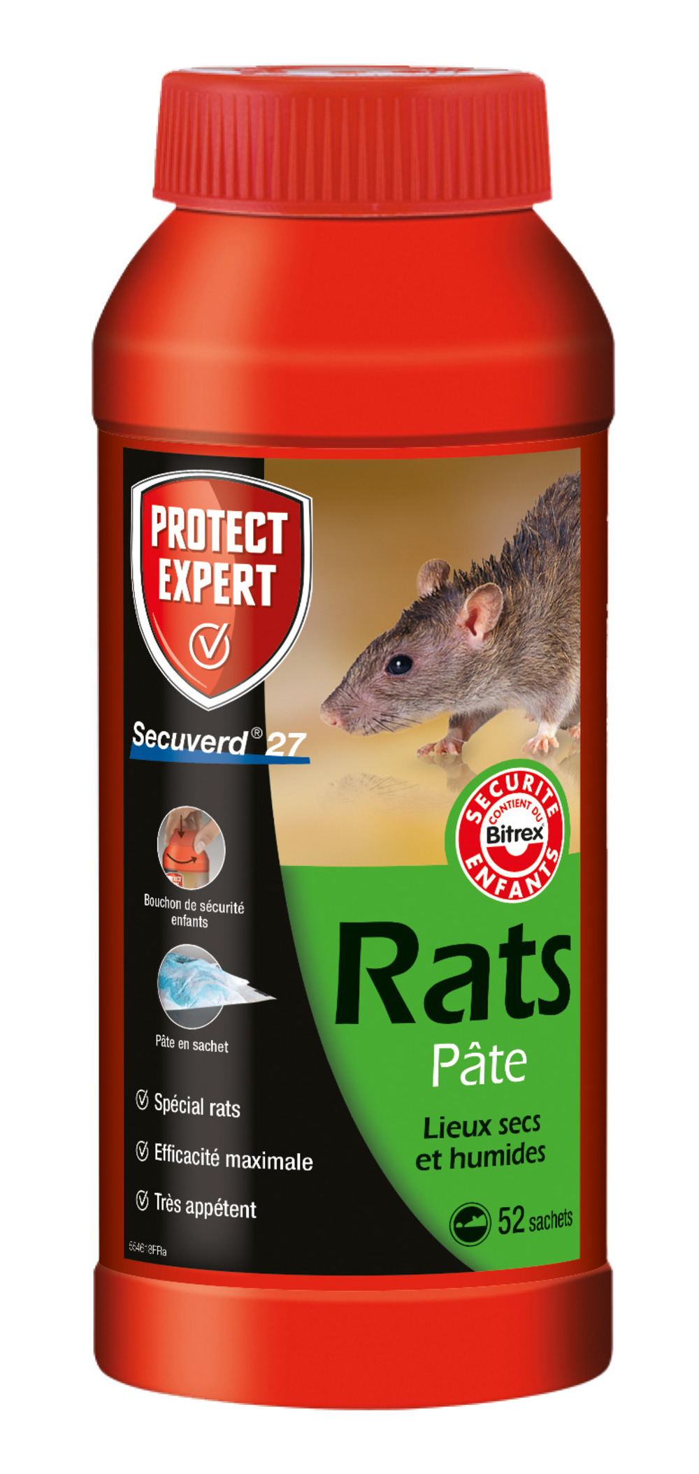 Racpat520 - pates pour rats & campagnols 52 sachets - hyper appétent - lieux secs et humides
