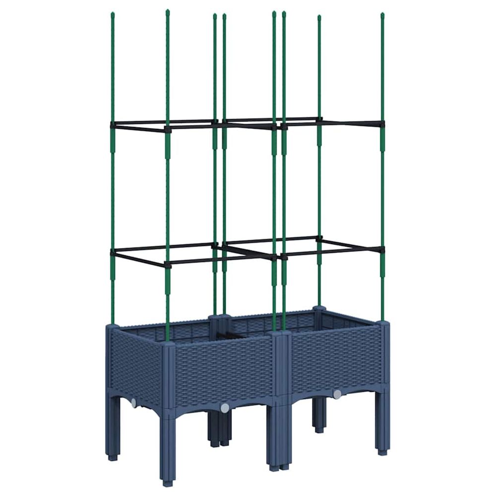 Jardinière d'extérieur avec treillis bleu gris 80x40x142,5 cm pp