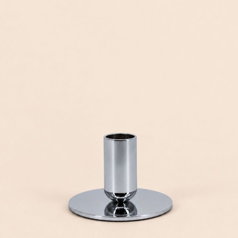 Bougeoir design en métal chromé 5,5cm