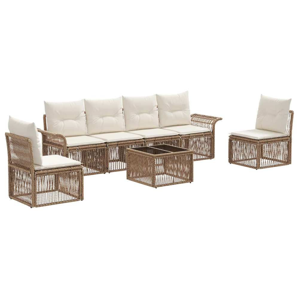 Ensemble de canapé de jardin 7 pcs beige polyrotin