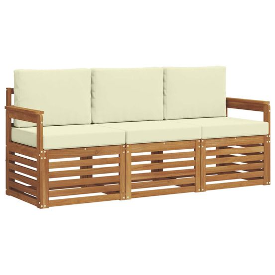Ensembles de canapés 3 pc naturel et crème bois d'acacia massif