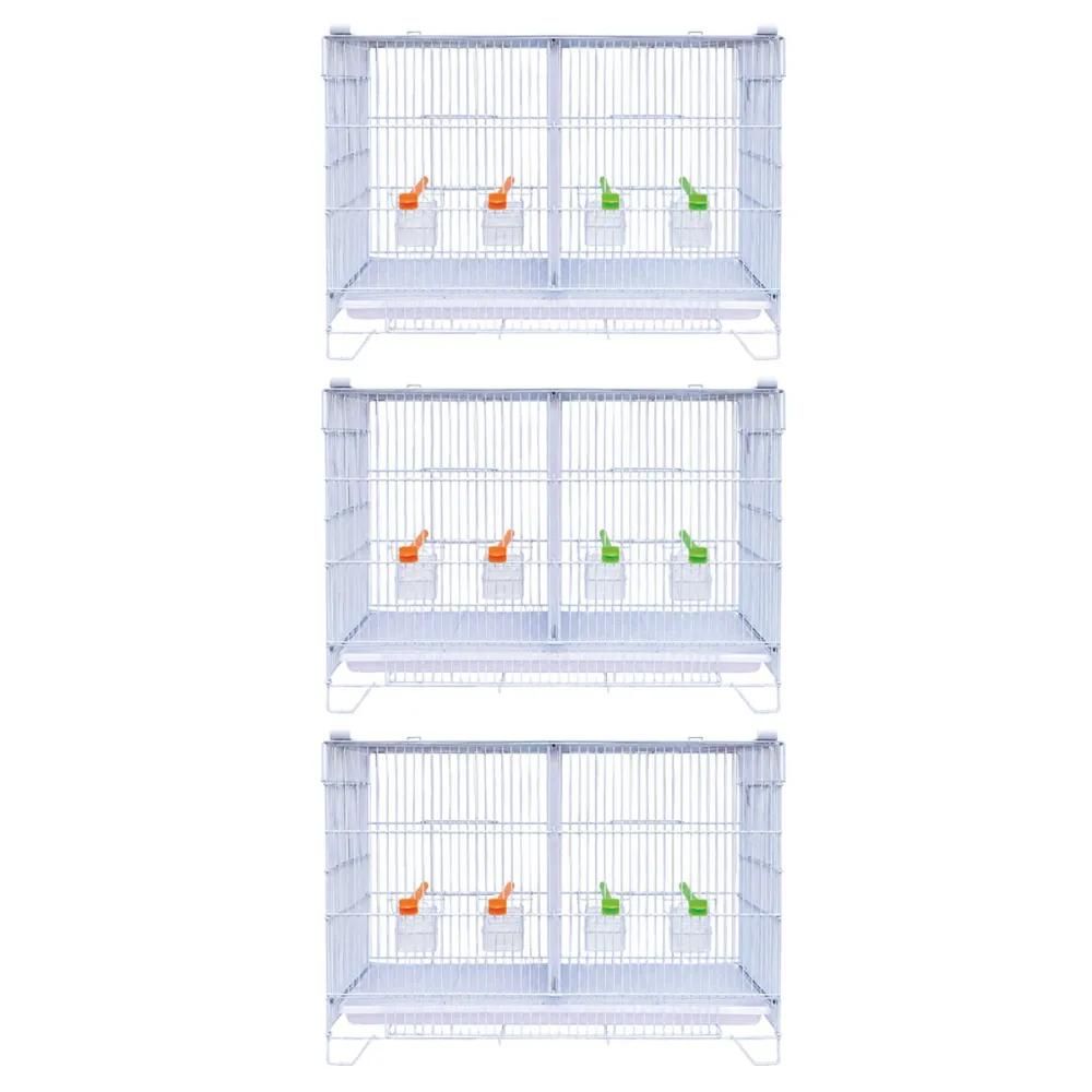 Lot de 3 cages d'élevage oiseaux équipées et superposables avec clips