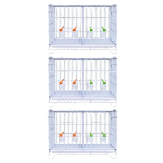 Lot de 3 cages d'élevage oiseaux équipées et superposables avec clips