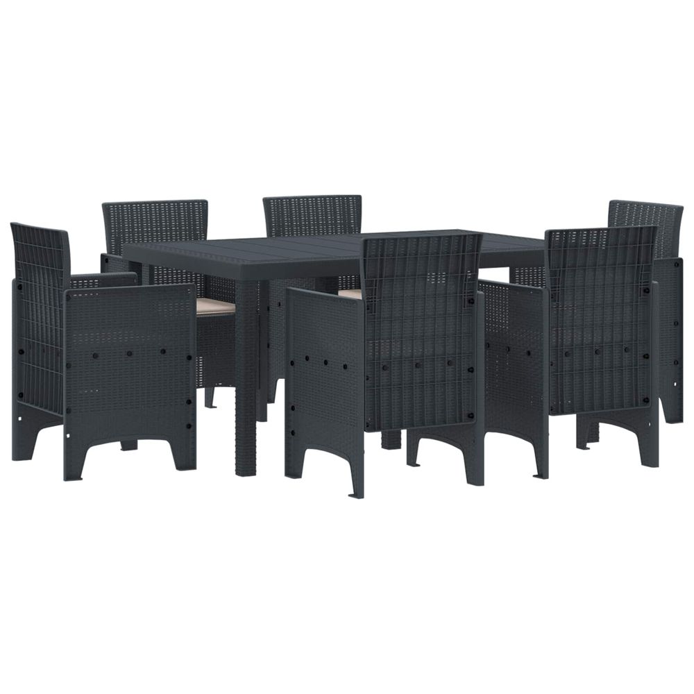 Ensemble de salle à manger pour jardin 7 pc anthracite