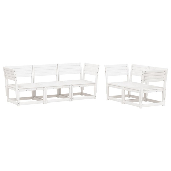 Salon de jardin 5 pcs blanc bois massif de pin
