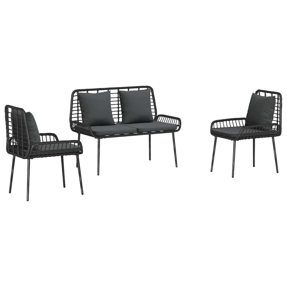 Ensemble de salle à manger pour jardin 3 pc noir et anthracite