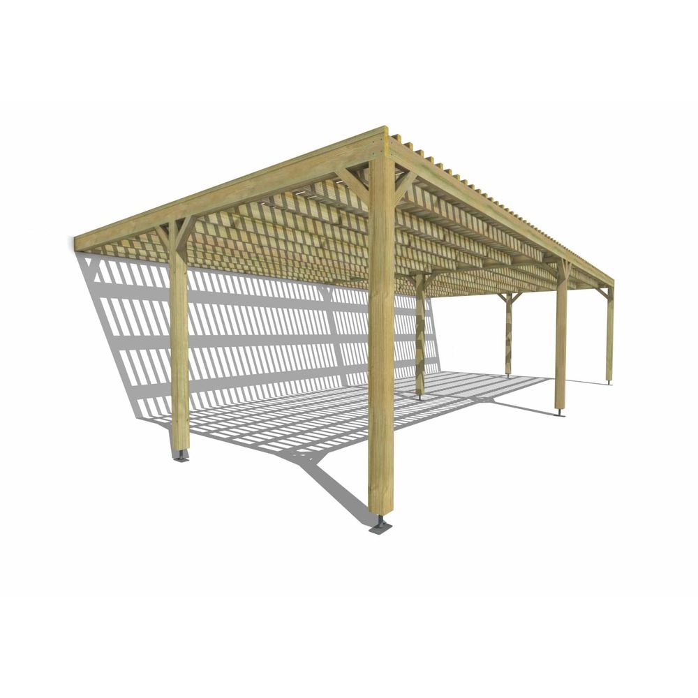Pergola bois • 10m x 5m • adossée • sens largeur • lattage bois • livraison comprise