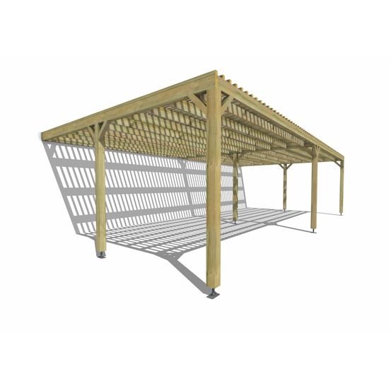 Pergola bois • 10m x 5m • adossée • sens largeur • lattage bois • livraison comprise