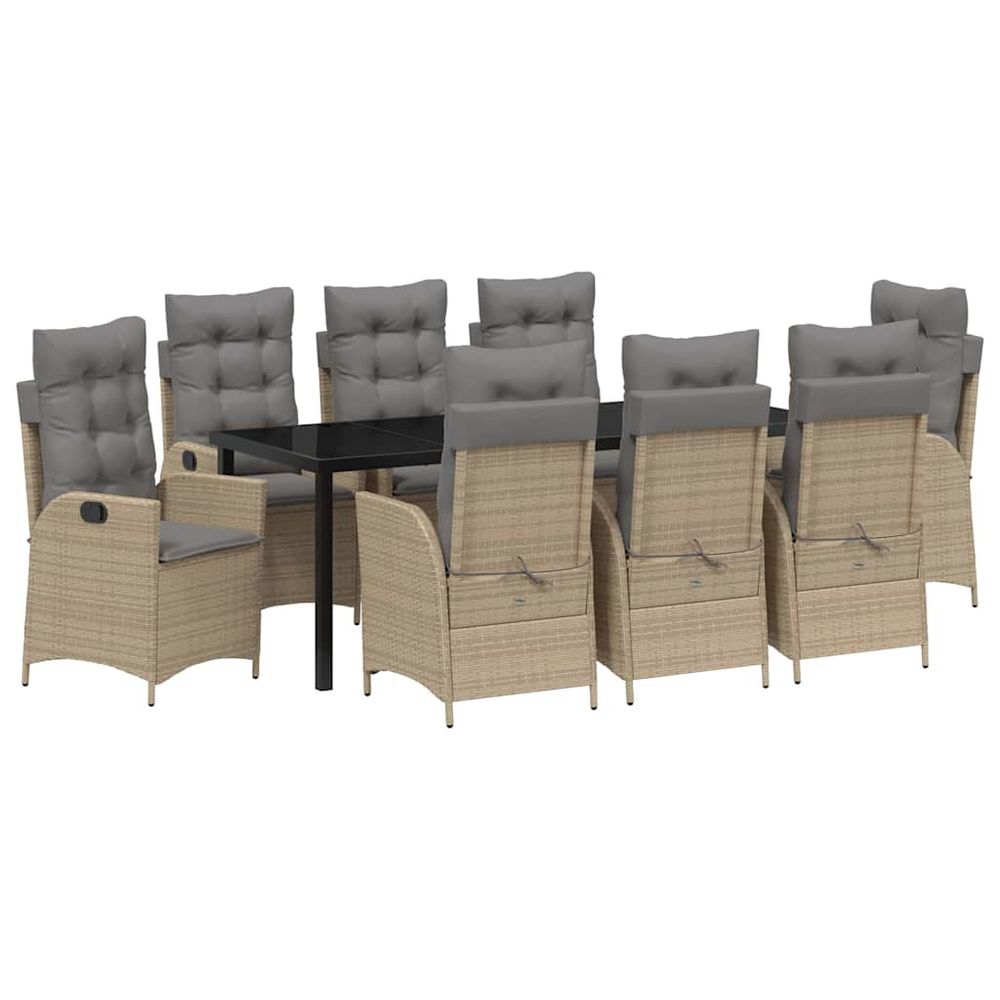 Ensemble de salle à manger pour jardin 9 pc beige polyrotin