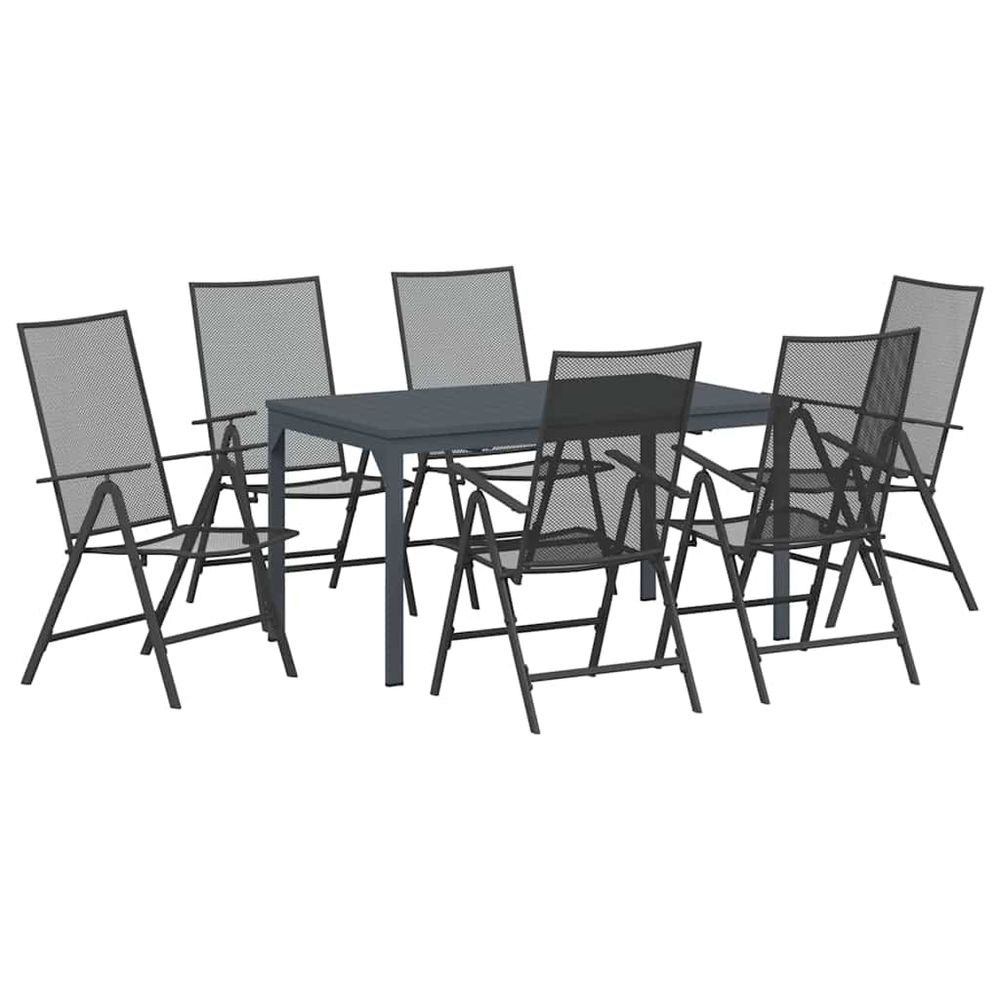 Ensemble de salle à manger pour jardin 7 pc anthracite