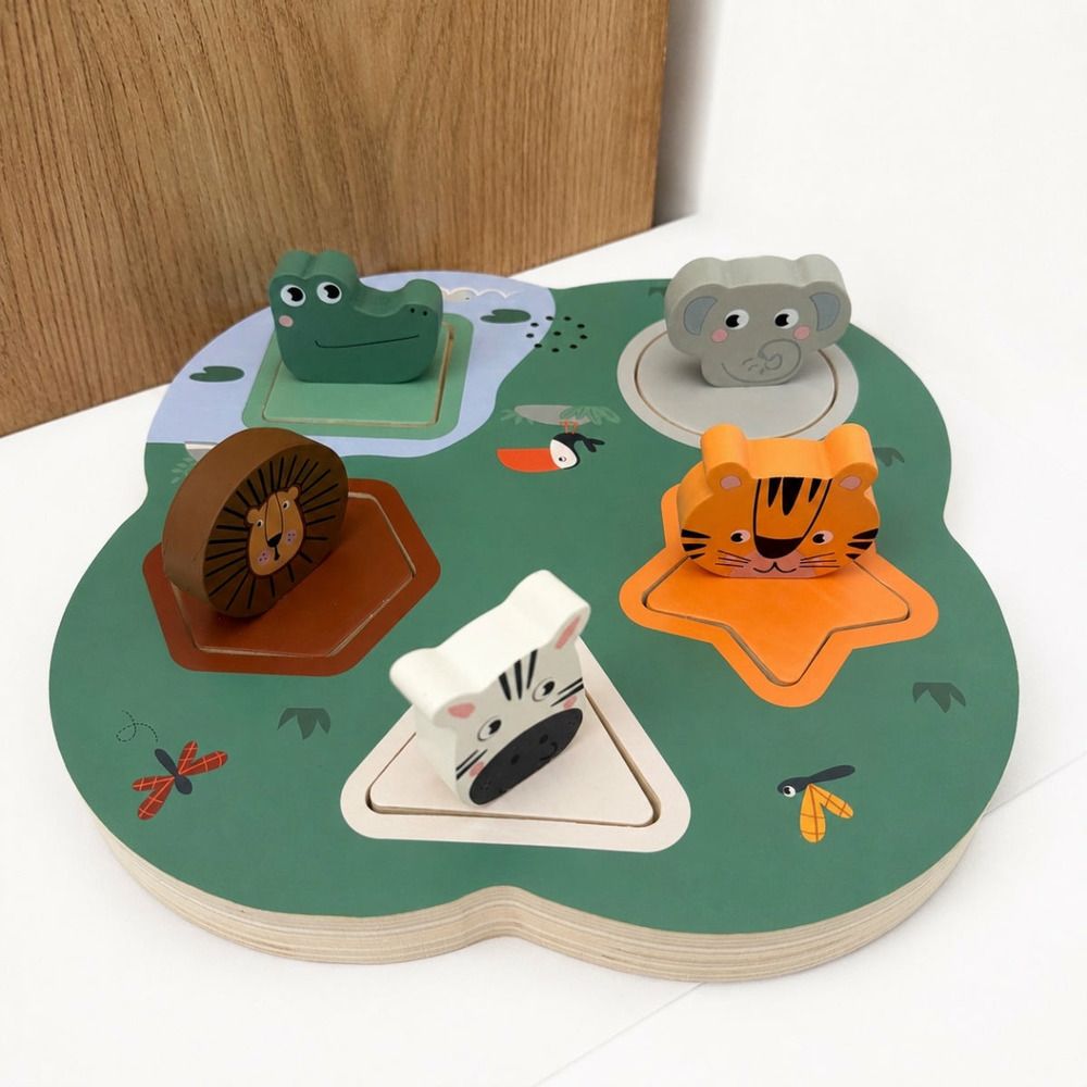 Puzzle sonore en bois cris des animaux safari - dès 12 mois
