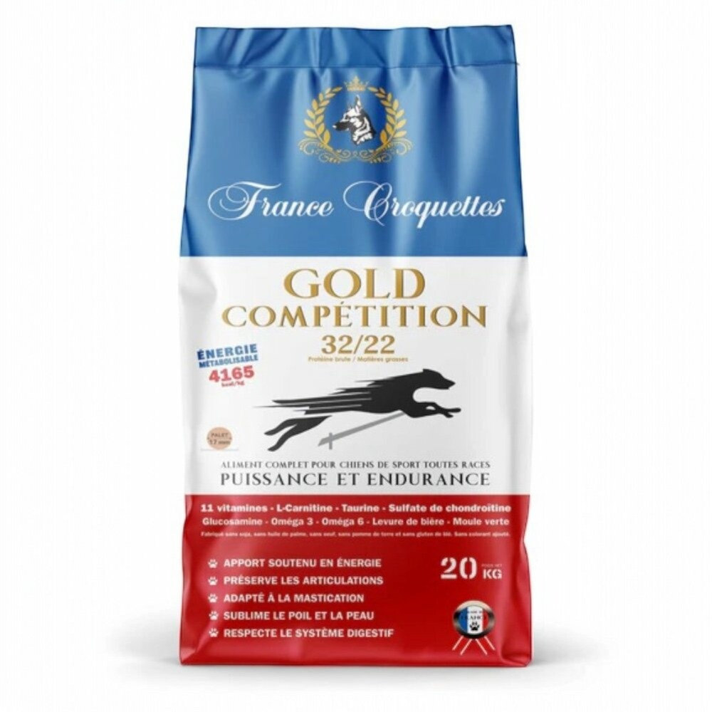 Croquette pour chien adulte gold competition 32/22 – 12kg – très actif– france croquettes